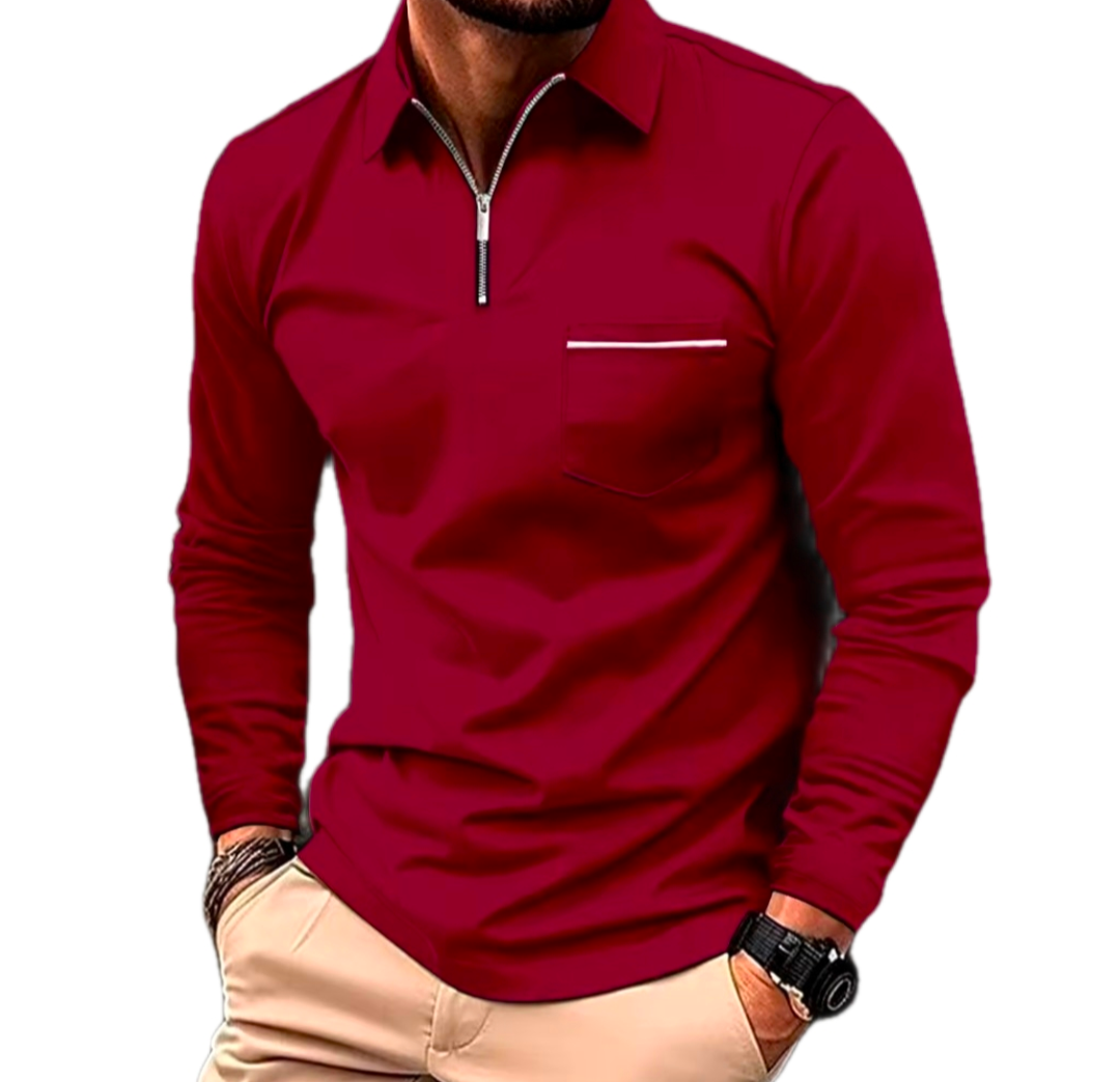 Men s GolfThing Slim fit Quarter Zip Sweater Red