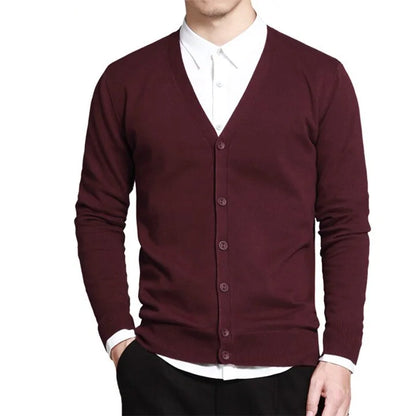 Men's GolfThing Golf Cardigan Sweater - Wine Red