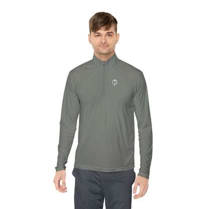 Men's GolfThing Mositure Wick Quarter-Zip Pullover - Light Grey