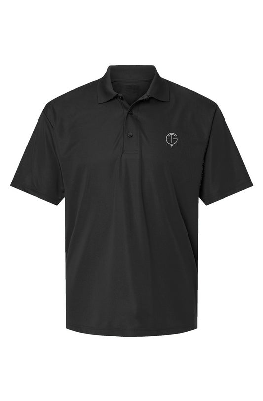 Men's GolfThing Performance Polo Shirt Black - Regular Fit Moisture Wicking Fabric