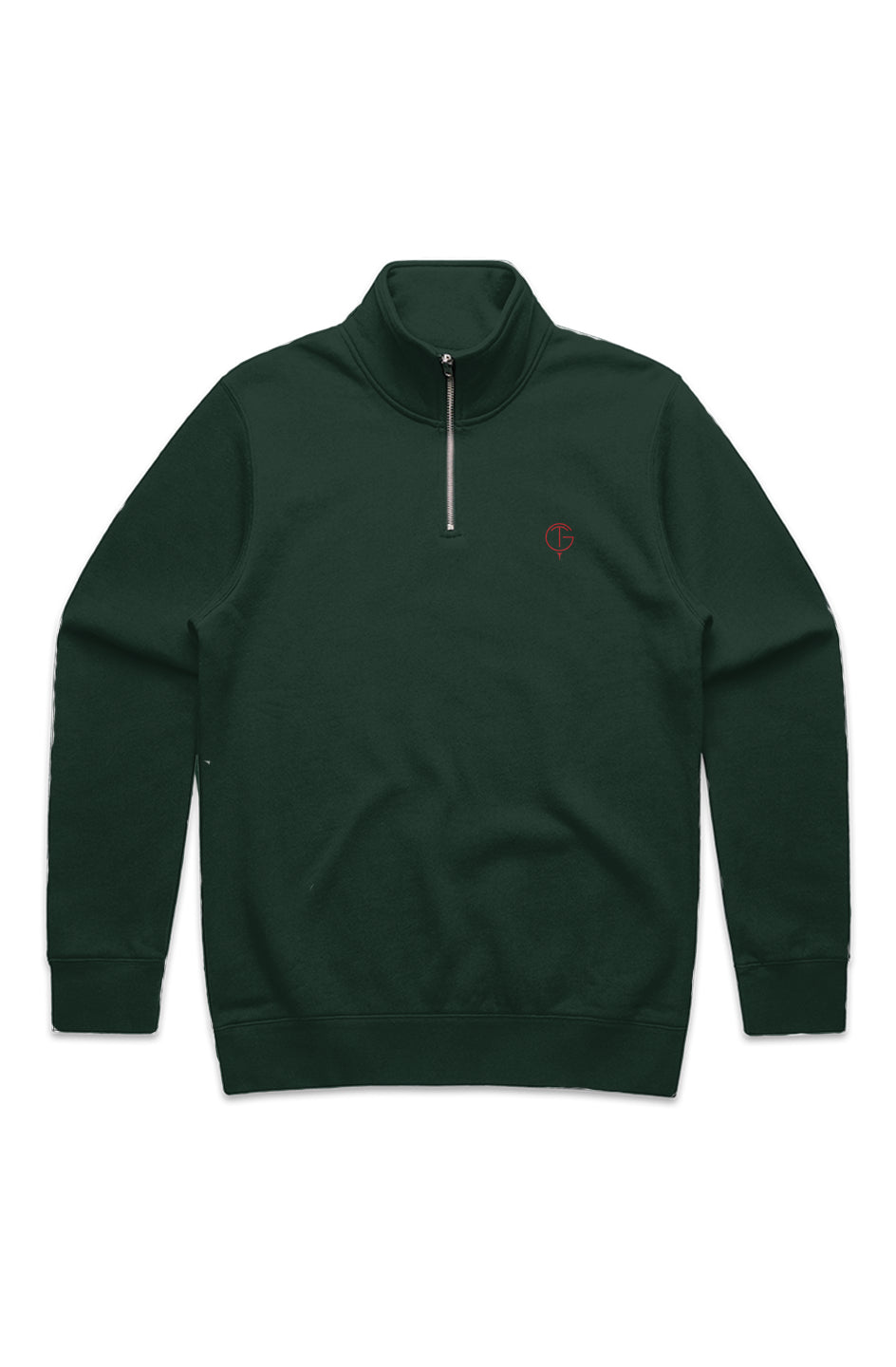 GolfThing Links Golf Half Zip Sweater Forest Pine Red