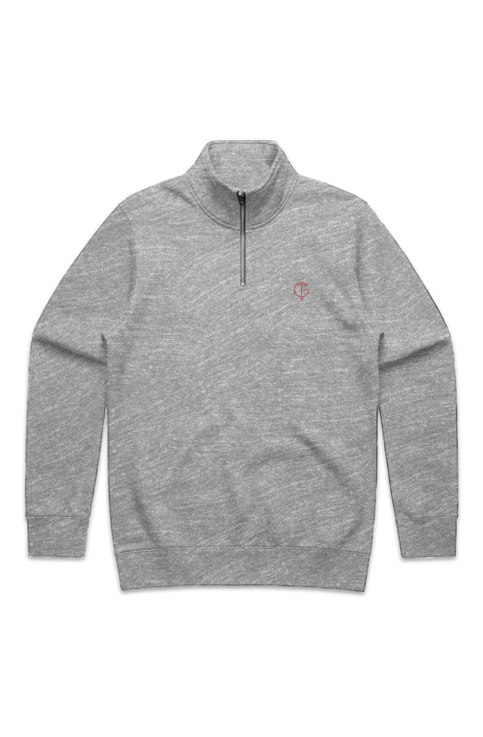 GolfThing Links Golf Half Zip Grey Heather Red