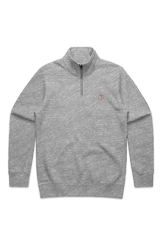 GolfThing Links Golf Half Zip Grey Heather Red