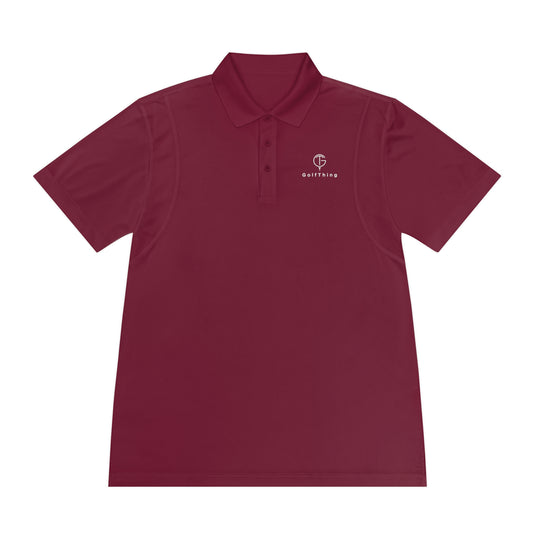 Men's GolfThing Performance Polo Shirt Maroon - Regular Fit Moisture Wicking Fabric