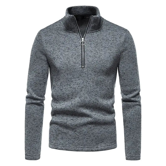 Men's GolfThing Warm Zipper Sweater Winter Sweatshirt Dark Grey