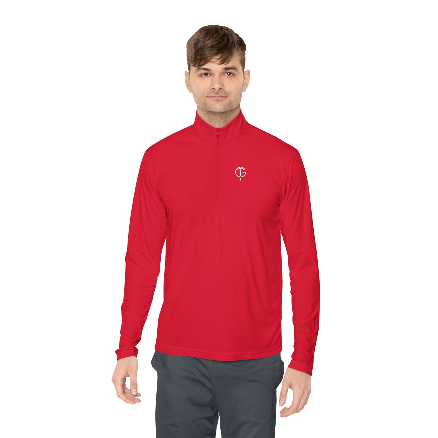 Men's GolfThing Mositure Wick Quarter-Zip Pullover - True Red