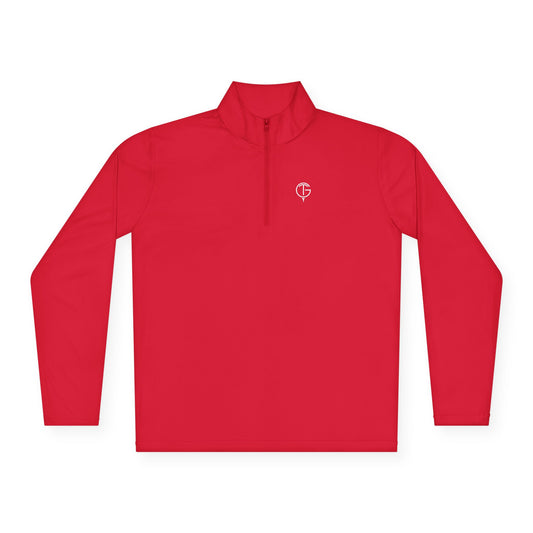 Men's GolfThing Mositure Wick Quarter-Zip Pullover - True Red