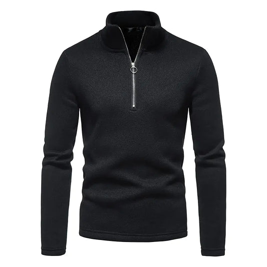 Men's GolfThing Warm Zipper Sweater Winter Sweatshirt Black