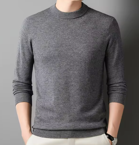 GolfThing Timeless Round-Neck Knitted Golf Sweater - Grey