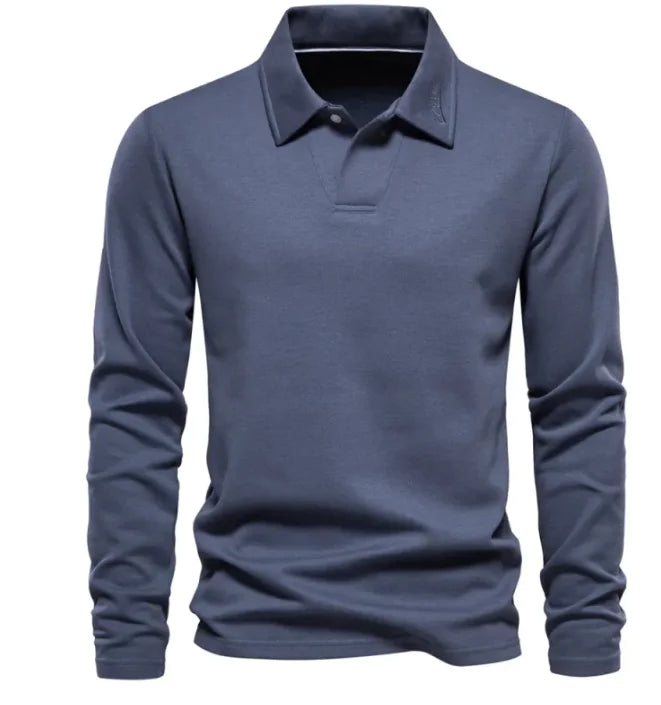 GolfThing Classic Long Sleeve Lapel Sweater - Dark Grey