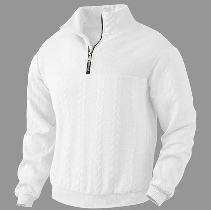 GolfThing Links Knit Golf Sweater - Quarter Zip with Structured Collar Black