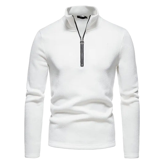 Men's GolfThing Warm Zipper Sweater Winter Sweatshirt White