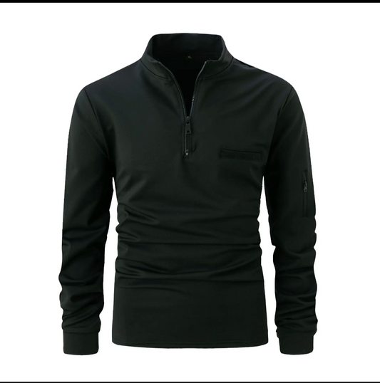 Men's GolfThing Collared Slim Fit Quarter Zip Pullover Black