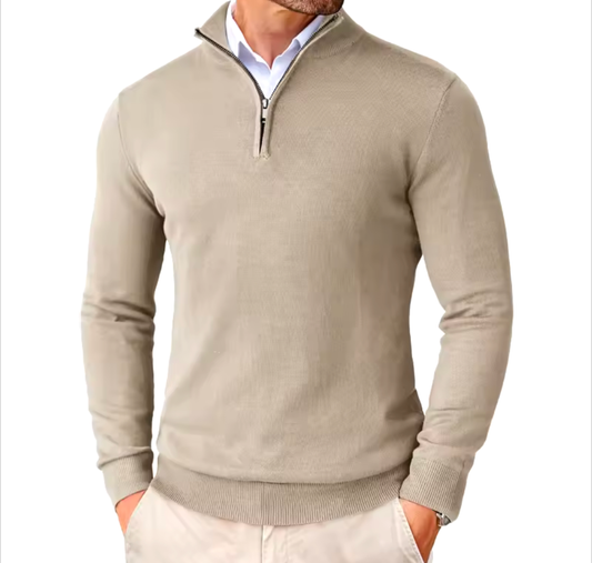 Men's Heritage Half-Zip Slim Fit Pullover Beige