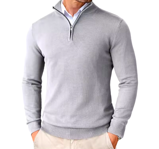 Men's Heritage Half-Zip Slim Fit Pullover Light Grey