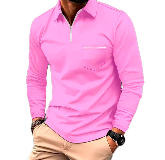 Men's GolfThing Slim fit Quarter Zip Sweater Pink