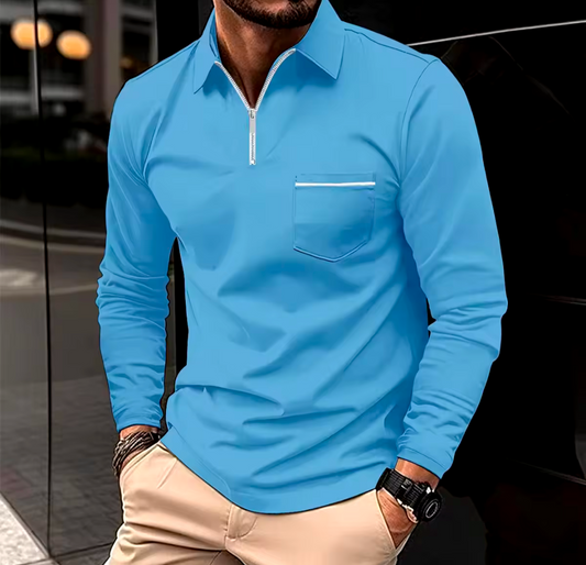 Men's GolfThing Slim fit Quarter Zip Sweater Sky Blue