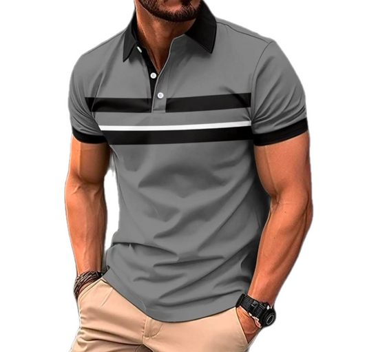 Men's Golf Collar Polo Shirt Grey