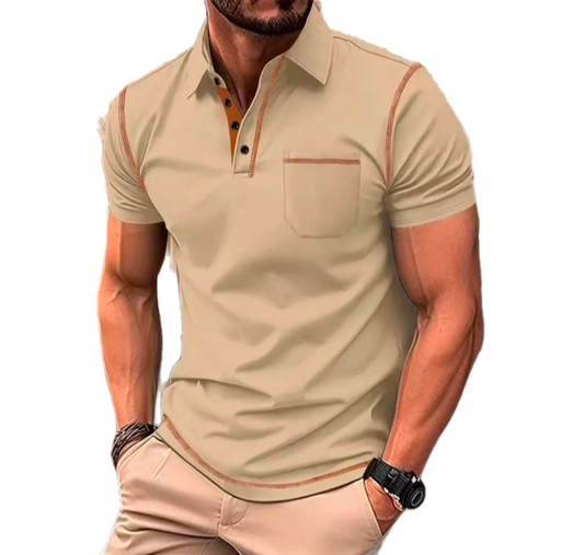 Men's GolfThing Polo Shirt with Detailing Khaki