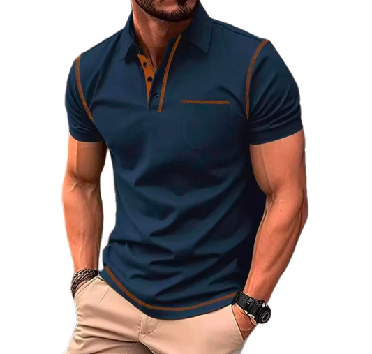 Men's GolfThing Polo Shirt with Detailing Navy