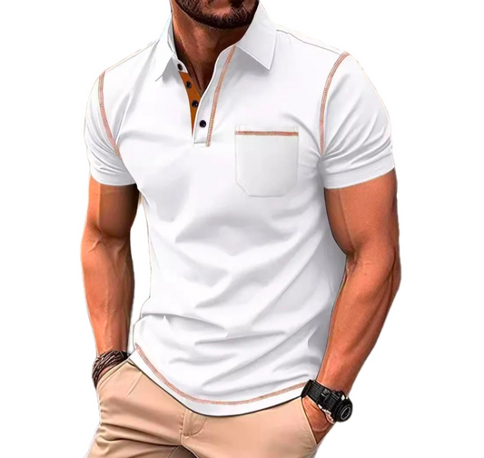 Men's GolfThing Polo Shirt with Detailing White