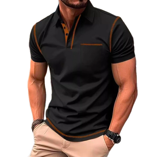 Men's GolfThing Polo Shirt with Detailing Black