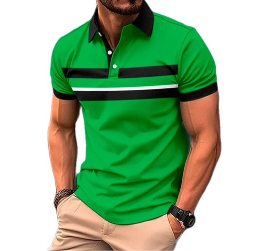 Men's Golf Collar Polo Shirt Green