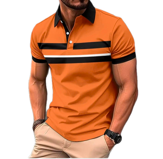 Men's Golf Collar Polo Shirt Orange