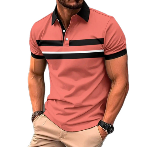 Men's Golf Collar Polo Shirt Pink