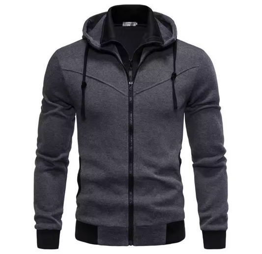 Men's GolfThing Slim Fit Zip Hoodie Dark Grey