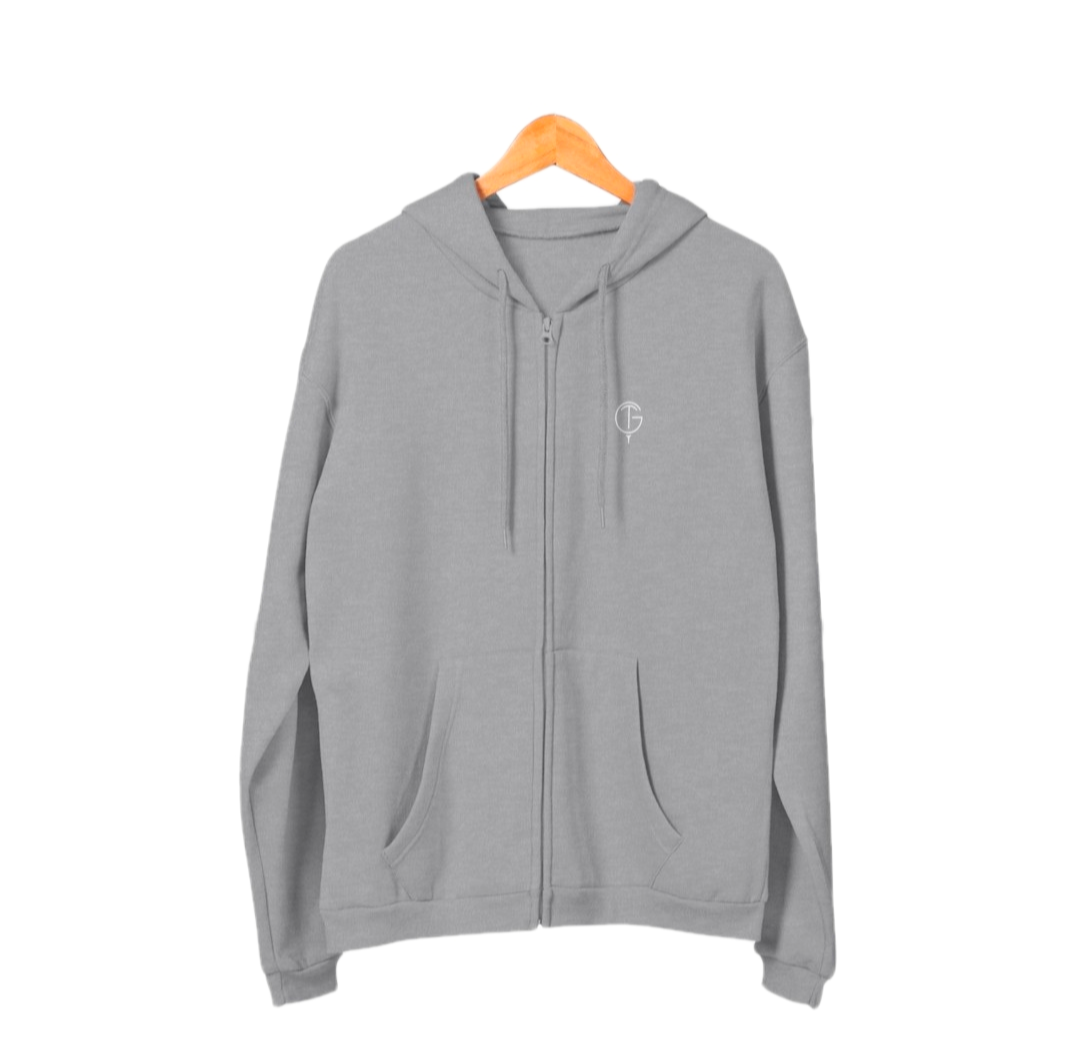 GolfThing Golf Hoodie Zip Sweatshirt Grey