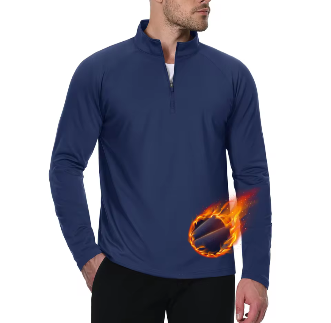 GolfThing Moisture Wick Quarter Zip Thermal Golf Sweater - Navy