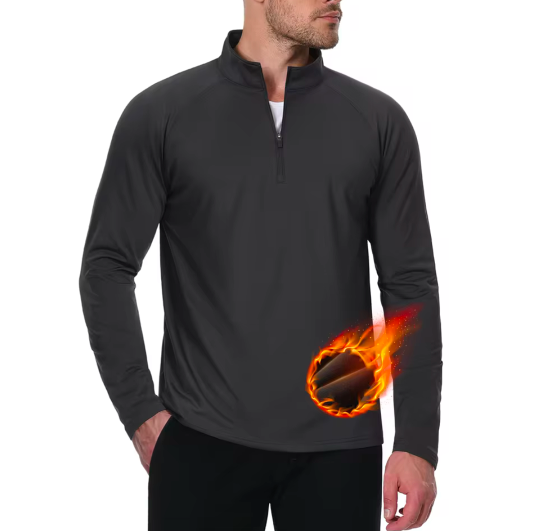 GolfThing Moisture Wick Quarter Zip Thermal Golf Sweater - Black