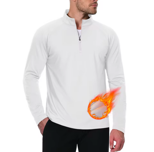 GolfThing Moisture Wick Quarter Zip Thermal Golf Sweater - White