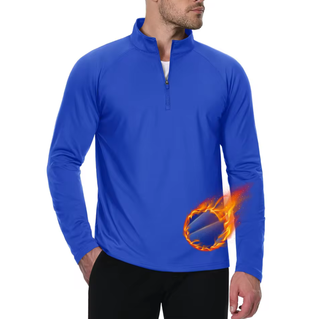 GolfThing Moisture Wick Quarter Zip Thermal Golf Sweater - Royal Blue