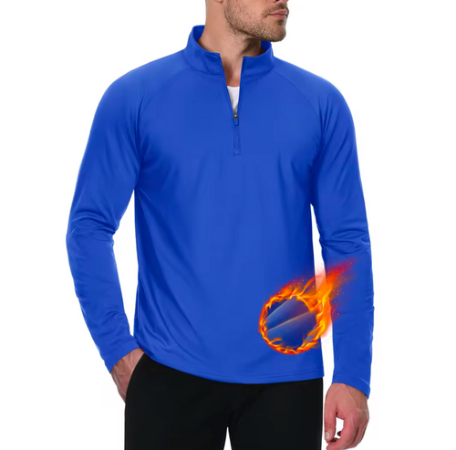 GolfThing Moisture Wick Quarter Zip Thermal Golf Sweater - Royal Blue