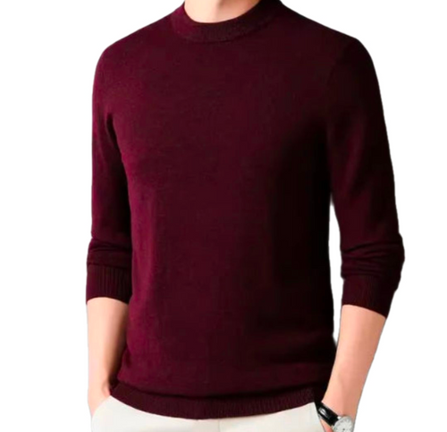 GolfThing Timeless Round-Neck Knitted Golf Sweater - Wine Red