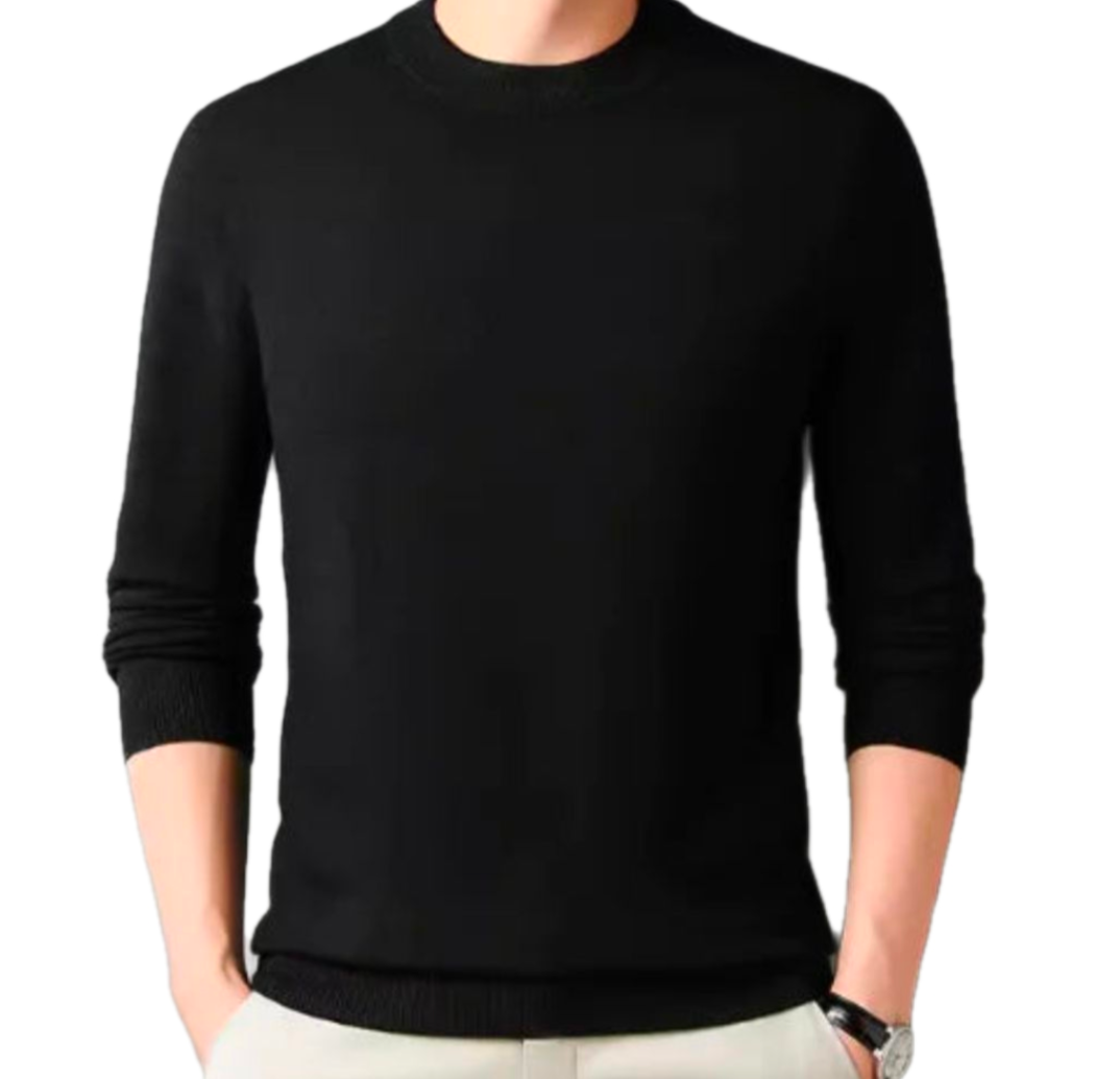 GolfThing Timeless Round-Neck Knitted Golf Sweater - Black