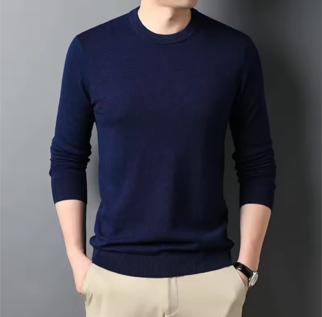 GolfThing Timeless Round-Neck Knitted Golf Sweater - Navy