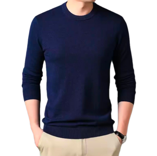 GolfThing Timeless Round-Neck Knitted Golf Sweater - Navy