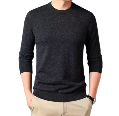 GolfThing Timeless Round-Neck Knitted Golf Sweater - Dark Grey