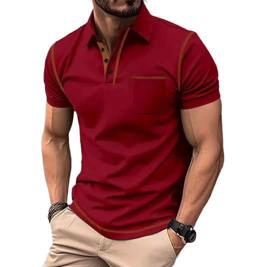 Men's GolfThing Polo Shirt with Detailing Red