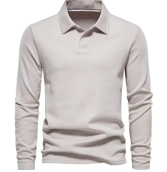 GolfThing Classic Long Sleeve Lapel Sweater - Grey Blue