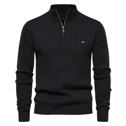 GolfThing High-Quality Club Knit Golf Sweater - Black