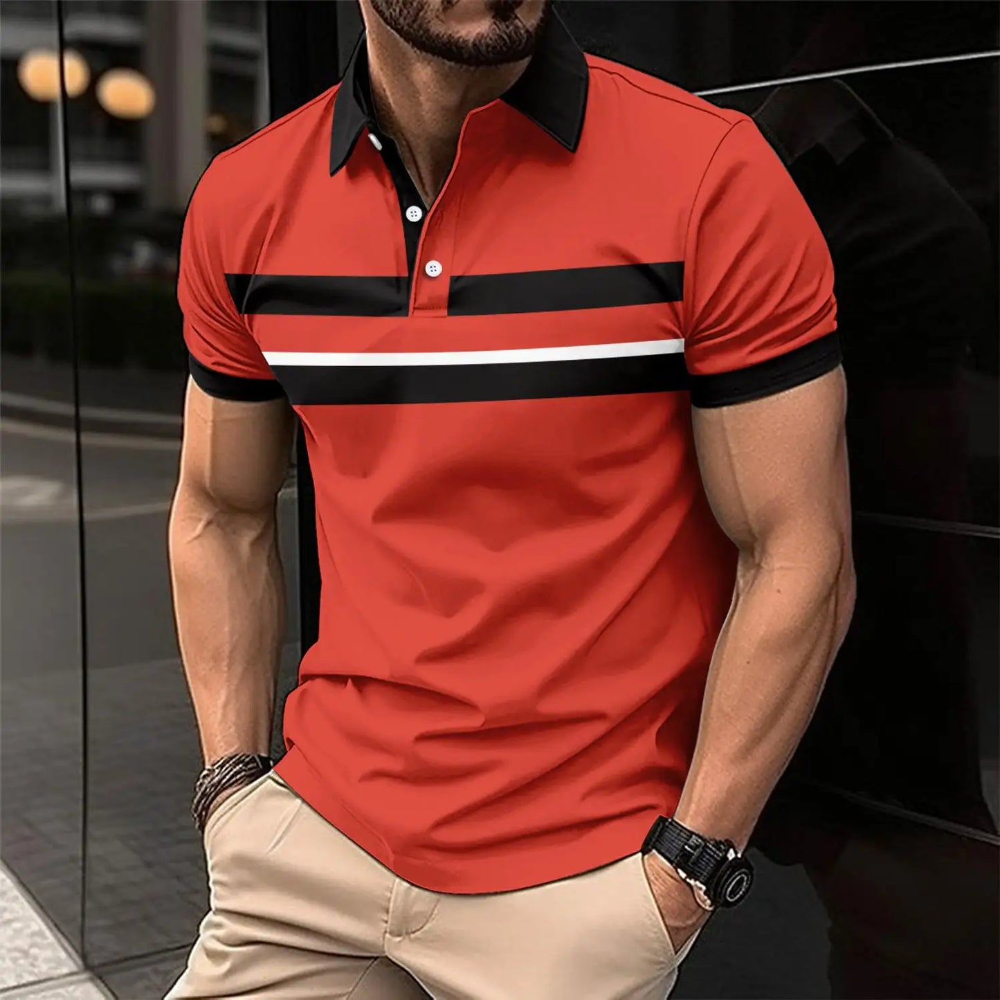 Men's Golf Collar Polo Shirt Wine Red