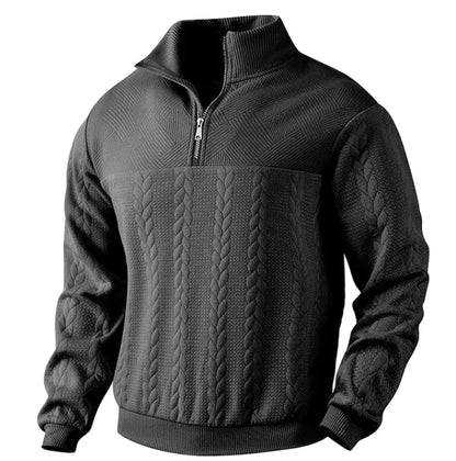 GolfThing Links Knit Golf Sweater - Quarter Zip with Structured Collar Grey