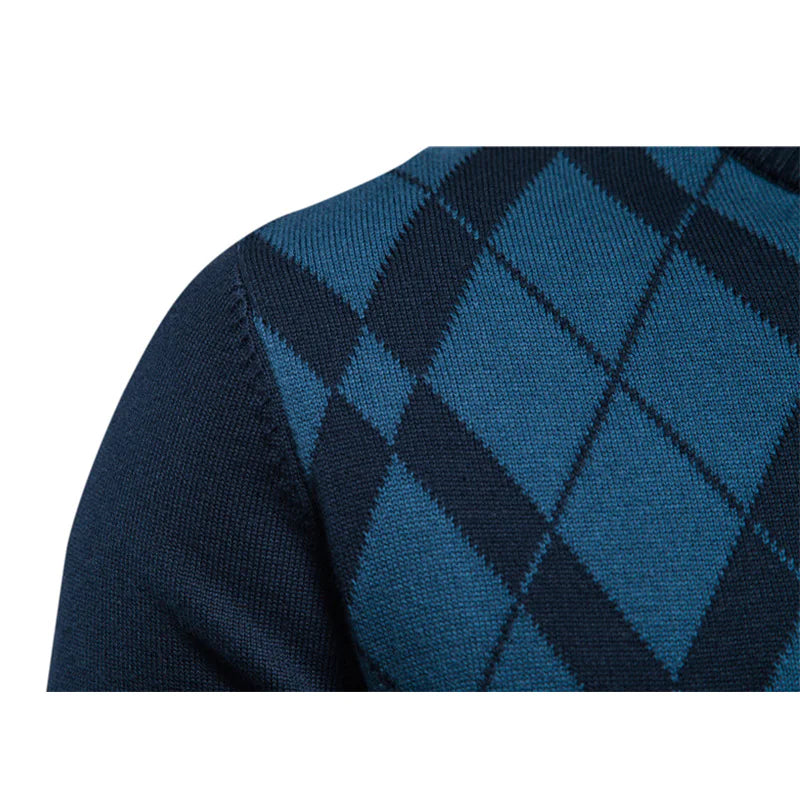 GolfThing Heritage Knit Half Zip Sweater - Patterned Navy