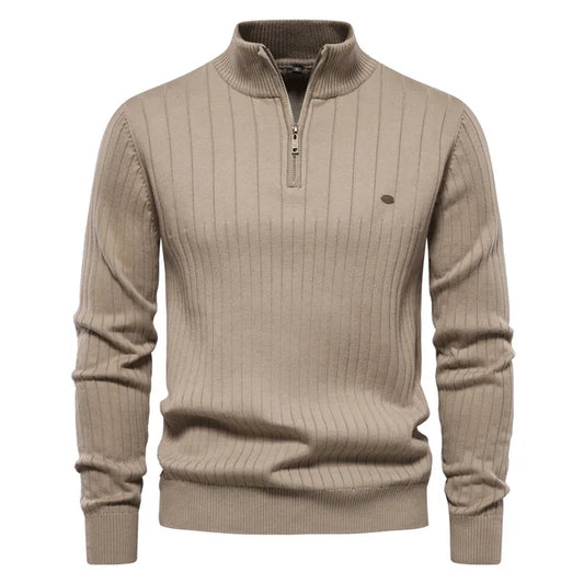 GolfThing High-Quality Club Knit Golf Sweater - Khaki